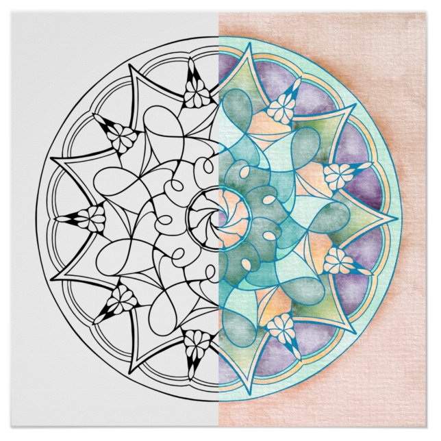 Mandala Large Aduloring Poster (Sampe colored mandala)