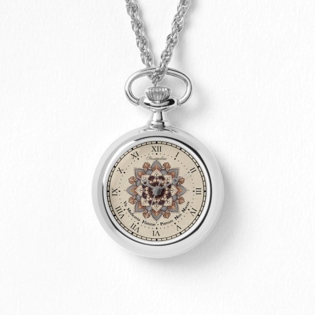 Mandala Latin Hippocrates Zitat Necklace Teatch Armbanduhr (Vorderseite)
