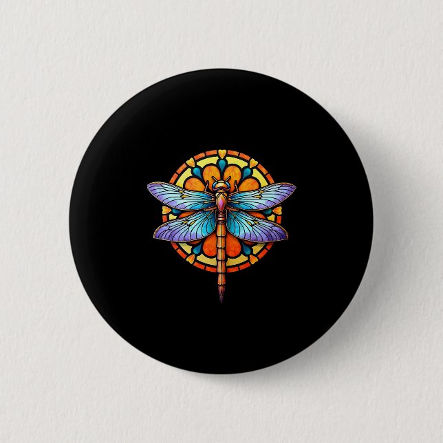 Mandala Libelle Leuchtende Heilige Geometrie Spiri Button (Vorderseite)