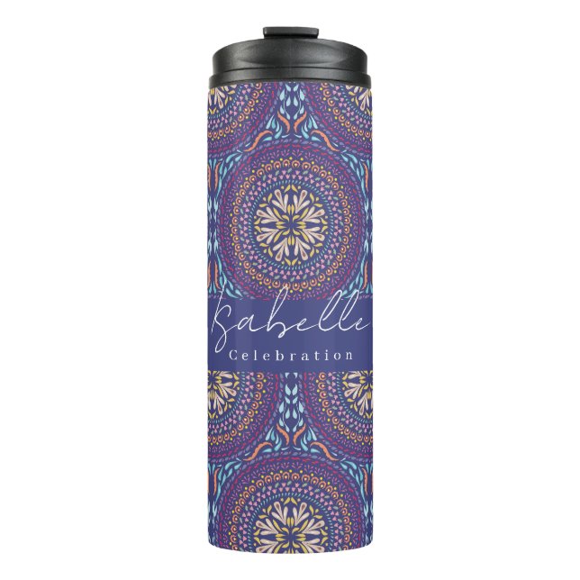 Mandala Lila Thermosbecher (Vorderseite)