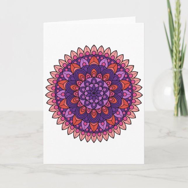 Mandala lila und rosa karte (Vorderseite)