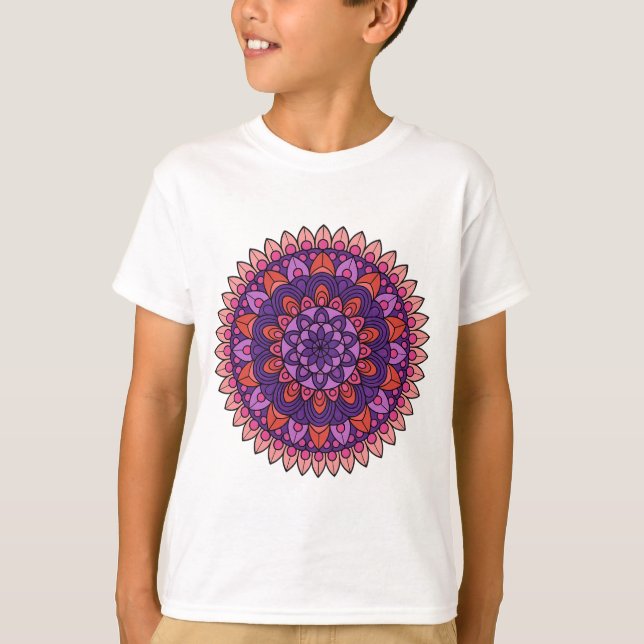 Mandala lila und rosa T-Shirt (Vorderseite)