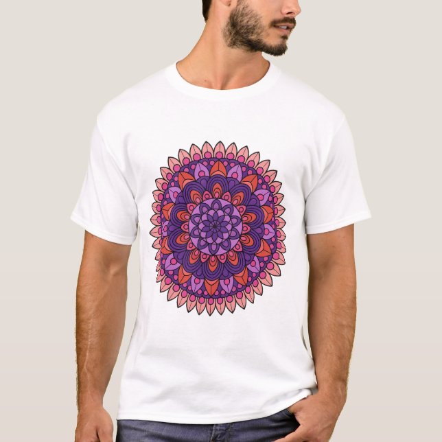 Mandala lila und rosa T-Shirt (Vorderseite)
