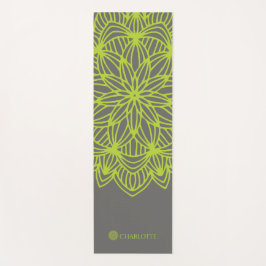 Mandala Lime Green Gray Personalisiert (1 Seite) Yogamatte