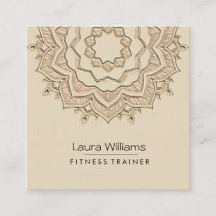 Mandala Lotus Blume Gold Yoga Instructor Fitness Quadratische Visitenkarte