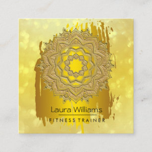 Mandala Lotus Blume Gold Yoga Instructor Vintag Quadratische Visitenkarte