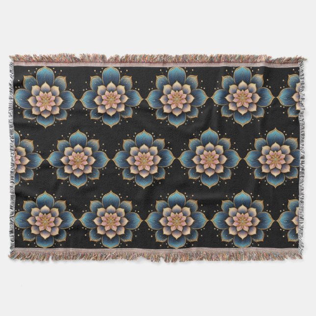 Mandala Lotus Blume mit Sparkling Crystals Decke (Vorderseite)