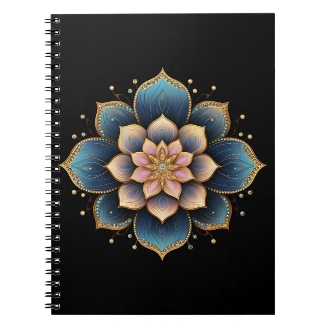 Mandala Lotus Blume mit Sparkling Crystals Notizblock (Vorderseite)