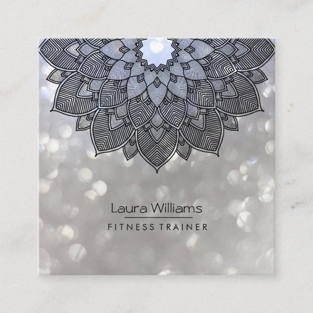 Mandala Lotus Blume Yoga Instruktor Holistisch Quadratische Visitenkarte (Vorderseite)