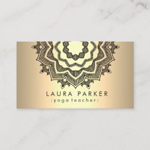 Mandala Lotus Blume Yoga Meditation Schwarzes Gold Visitenkarte