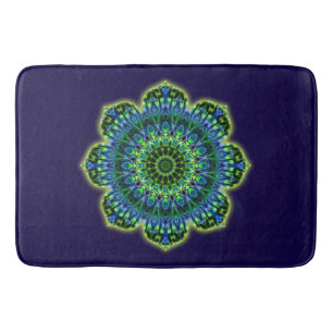 Mandala Lotus grün blau + Ihr Backgr. Ideen Badematte