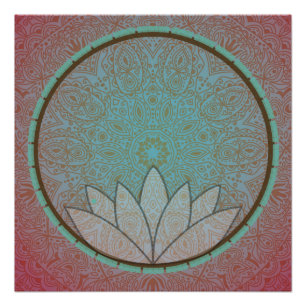 Mandala-Lotus-Meditations-Kreis-Plakat Poster
