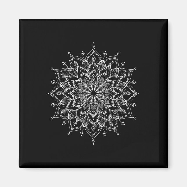 Mandala Lotus Zen Kunst Boho Buddha Botanisch Sukk Magnet (Vorne)