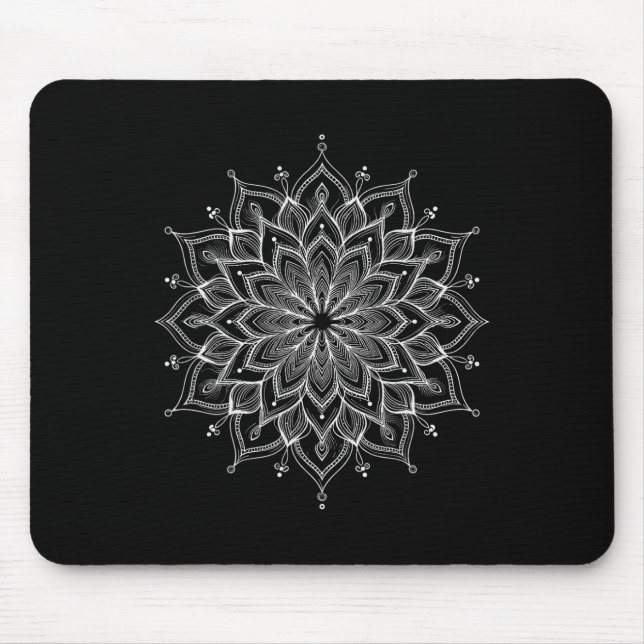 Mandala Lotus Zen Kunst Boho Buddha Botanisch Sukk Mousepad (Vorne)