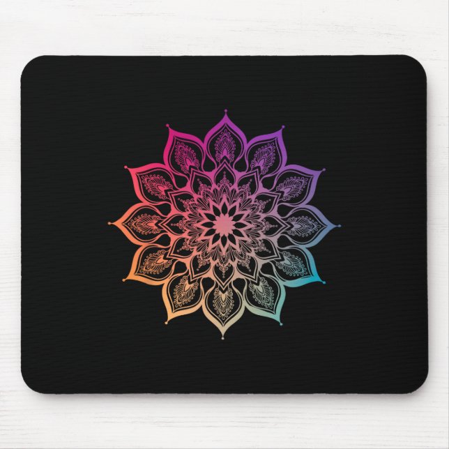 Mandala Lotus Zen Kunst Boho Buddha Botanisch Sukk Mousepad (Vorne)
