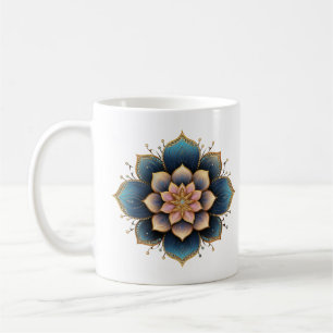 Mandala-Lotusblume mit funkelnden Kristallen Kaffeetasse