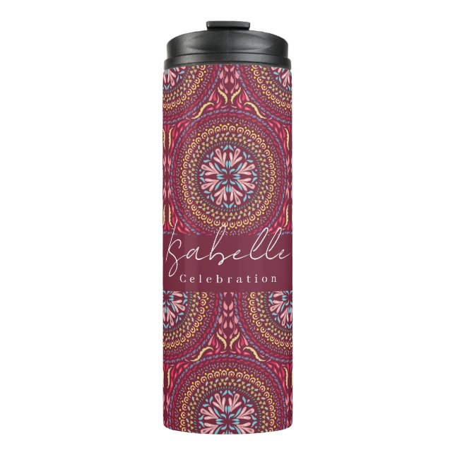 Mandala Magenta Thermosbecher (Vorderseite)