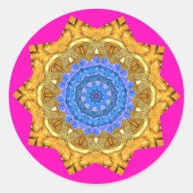 Mandala Magic Blue & Gold auf Fuchsia