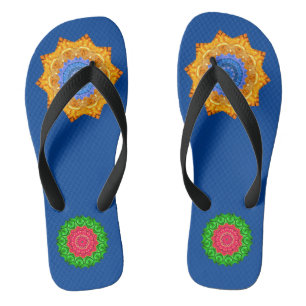 Mandala Magic Chakra Enhanced Blue Sea Flip Flops