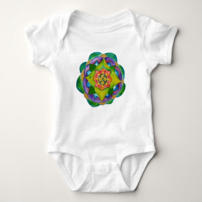 Mandala-Malerei-Säuglings-Strampler, weiß Baby Strampler (Vorderseite)