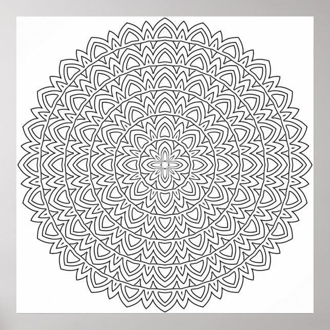 Mandala-Malvorlage mit geschichteten, sich wiederh Poster (Vorne)