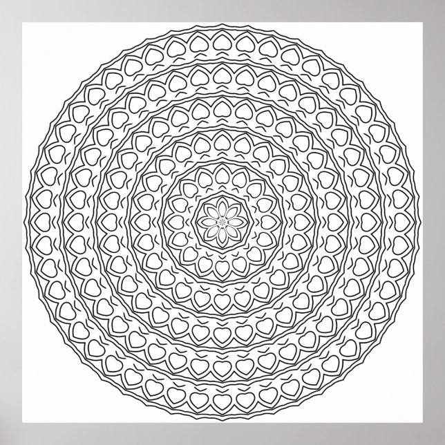 Mandala-Malvorlage Organisches Kieselstein-Muster  Poster (Vorne)