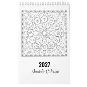 Mandala-Malvorlagen-Kalender in Schwarzweiß Kalender