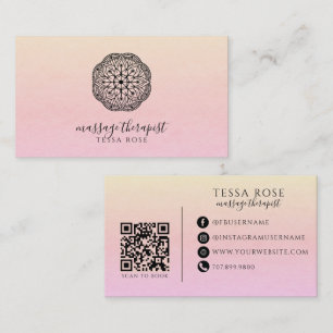 Mandala-Massagetherapeut QR-Code Pastellverlauf Visitenkarte