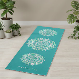 Mandala-Meditation Türkis Benutzerdefinierter Name Yogamatte