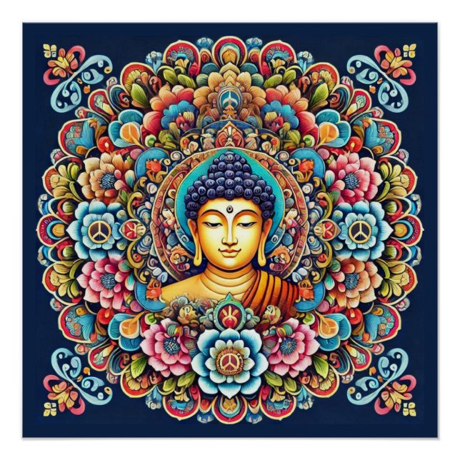 Mandala mit Buddha Poster (Vorderseite)