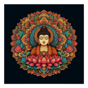 Mandala mit Buddha Poster