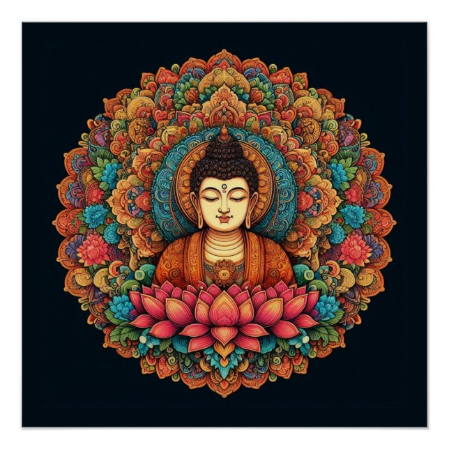 Mandala mit Buddha Poster (Vorderseite)