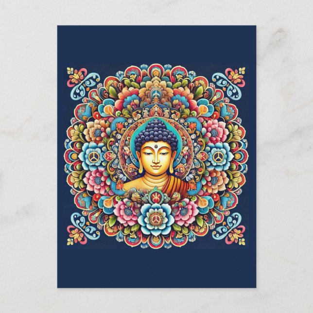 Mandala mit Buddha Postkarte (Vorderseite)
