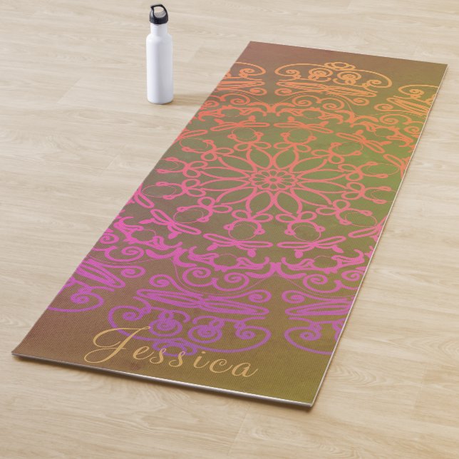 Mandala mit erdgetöntem Namen Yoga Mat Yogamatte (Beispiel)