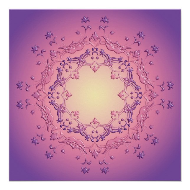 Mandala mit ethnischer Blüte Poster (Vorderseite)