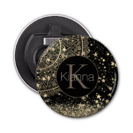 Mandala mit Gold Monogram verzaubern Flaschenöffner