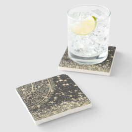 Mandala mit Gold Stars auf schwarz bezaubern Steinuntersetzer