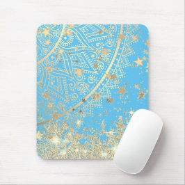 Mandala mit Gold Stars auf Türkis verzaubern Mousepad