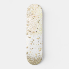 Mandala mit Gold Stars auf Weiß bezaubern Skateboard