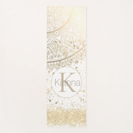 Mandala mit Gold Stars auf Weiß bezaubern Yogamatte