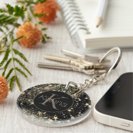 Mandala mit Gold Stars Personalisiert verzaubern Schlüsselanhänger