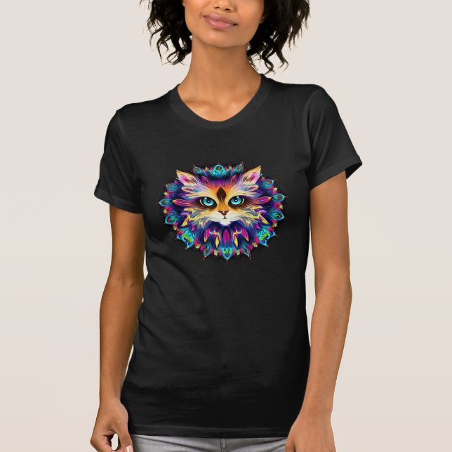 Mandala mit niedlichem Katzenportrait T-Shirt (Vorderseite)