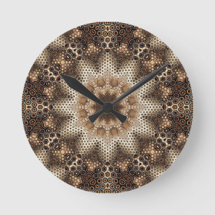 Mandala mit sechseckigen Elementen Runde Wanduhr