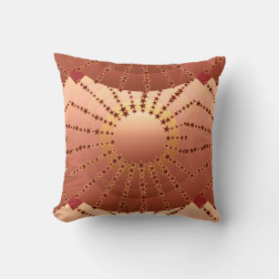 Mandala mit Sternen - Kupfersatin-Gradient Kissen