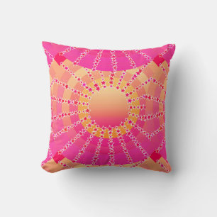 Mandala mit Sternen - rosa und korallensatin-Gradi Kissen