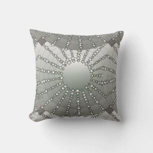 Mandala mit Sternen - Silbergrauer Satin-Farbverla Kissen