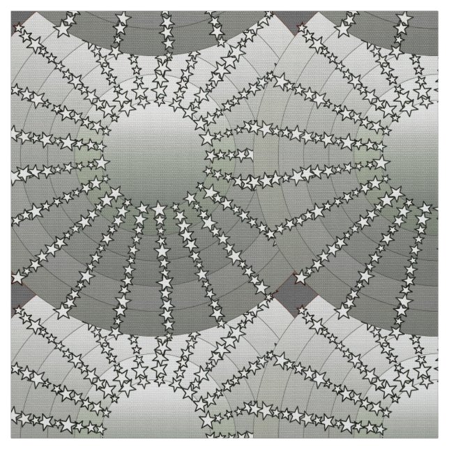 Mandala mit Sternen - Silbergrauer Satin-Farbverla Stoff (Muster)