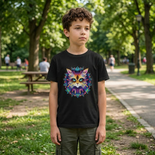 Mandala mit süßem pelzigem Katzenporträt T-Shirt