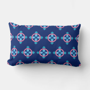 Mandala mit vier Punkten, Indigo Blau, Türkis und Lendenkissen