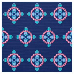 Mandala mit vier Punkten, Indigo Blau, Türkis und  Stoff